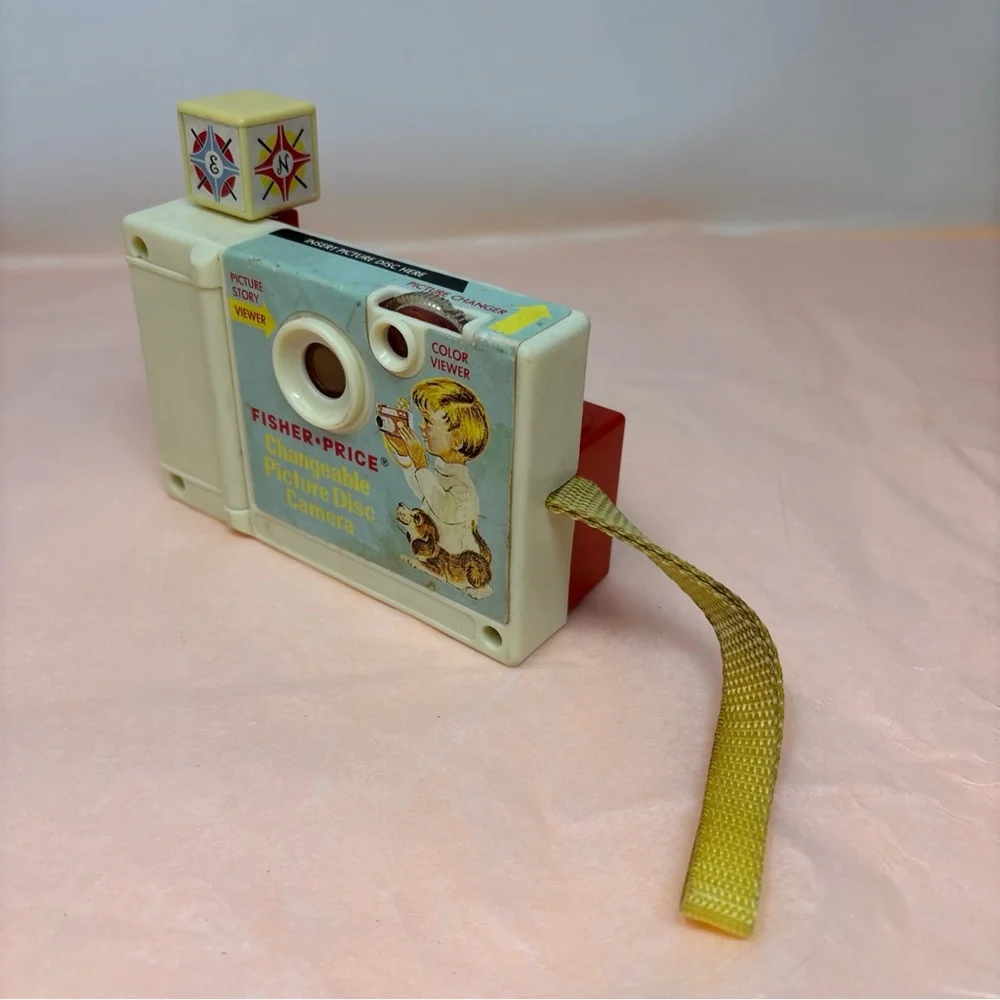 Fisher-Price Red Toy Camera with Yellow Lens and Strap